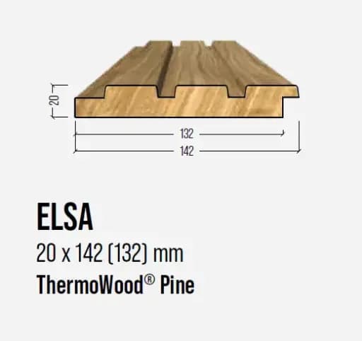 Bardage ELSA Thermowood - 20 x142 (132mm) - prix au m²