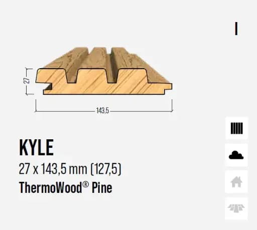 Bardage KYLE Thermowood - 27 x143.5 (127,5mm) - prix au m²