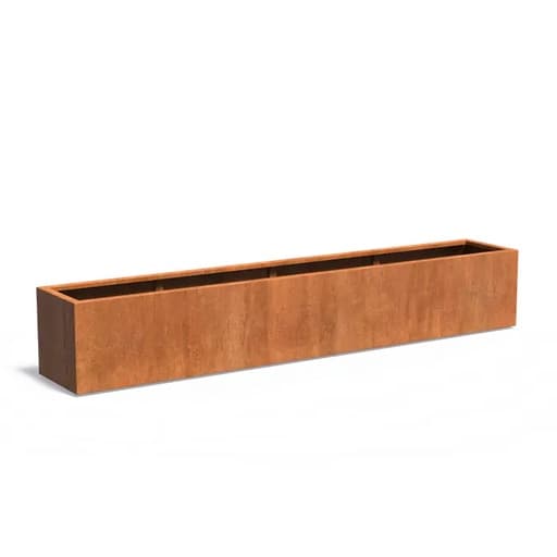 Bac rectangulaire en acier corten - 300 x 50 x 50/60 cm